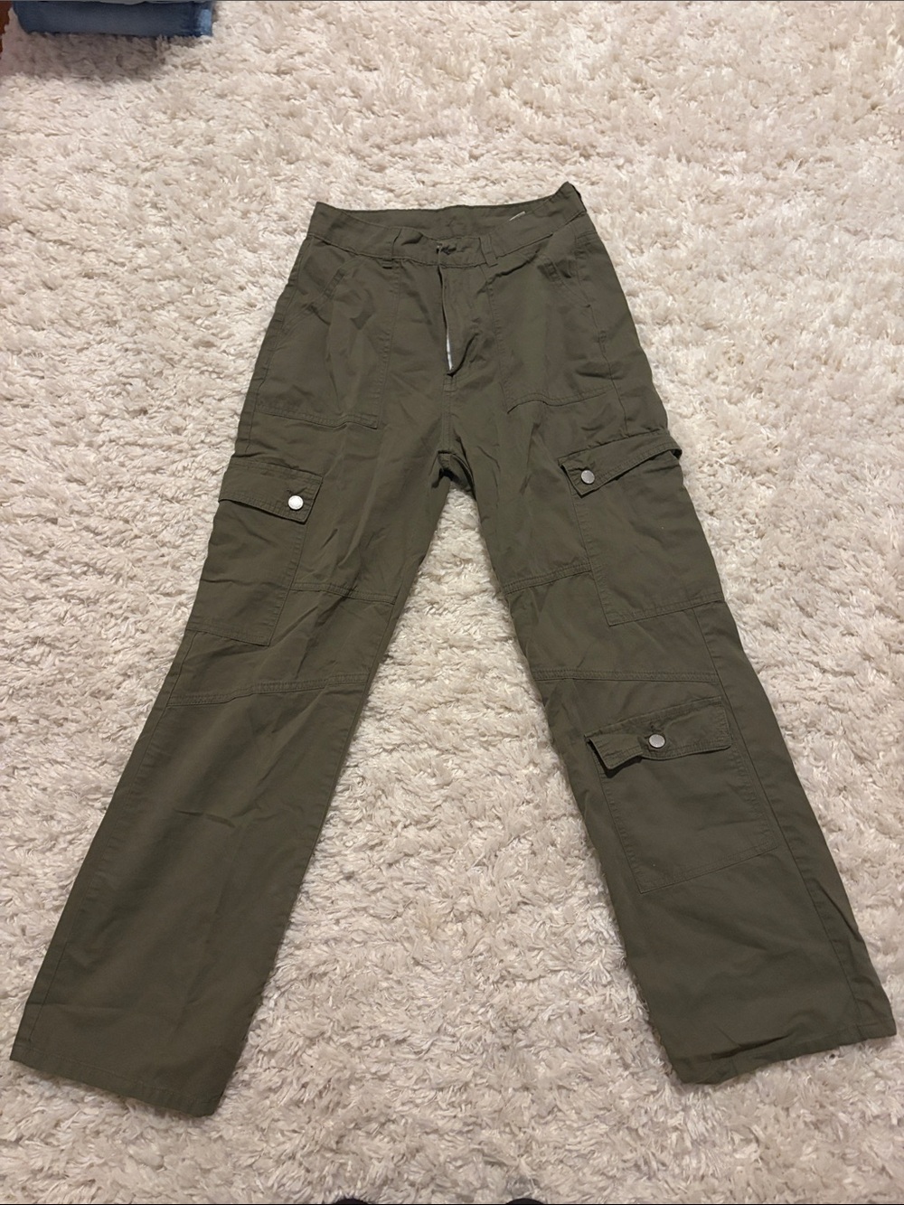 SHEIN Olive Green Cargo Pants with Button-Flap Pockets